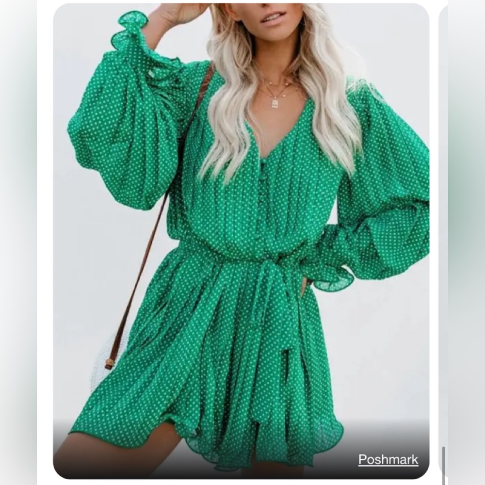 Vici Collection Green Polka Dot Romper